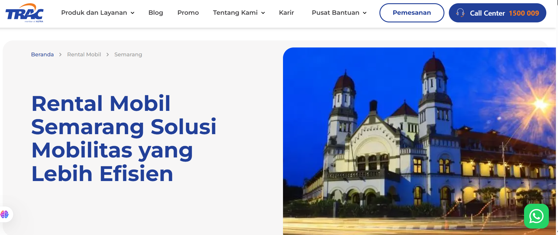 Screenshot website Rental Mobil yang dikembangkan oleh Naikinomzet.id